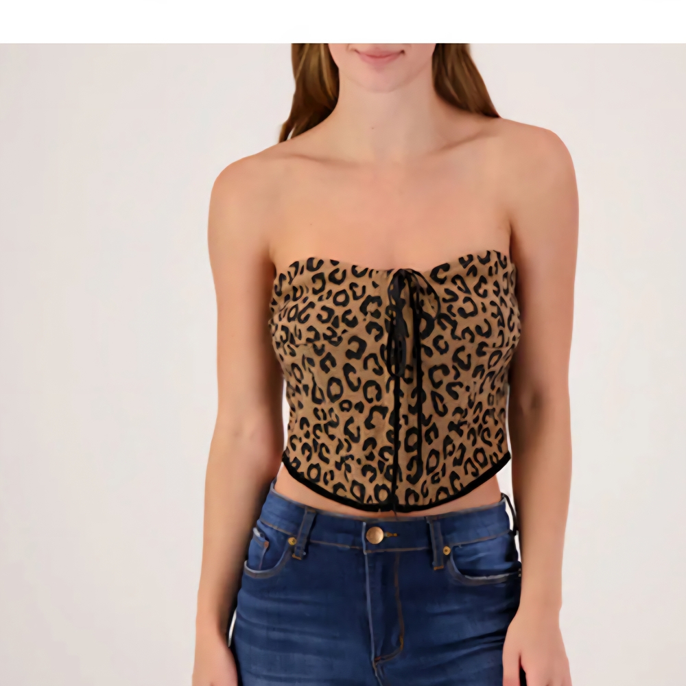 HYFVE‎ Leopard Animal Print Corset Style Top Size: Juniors Large